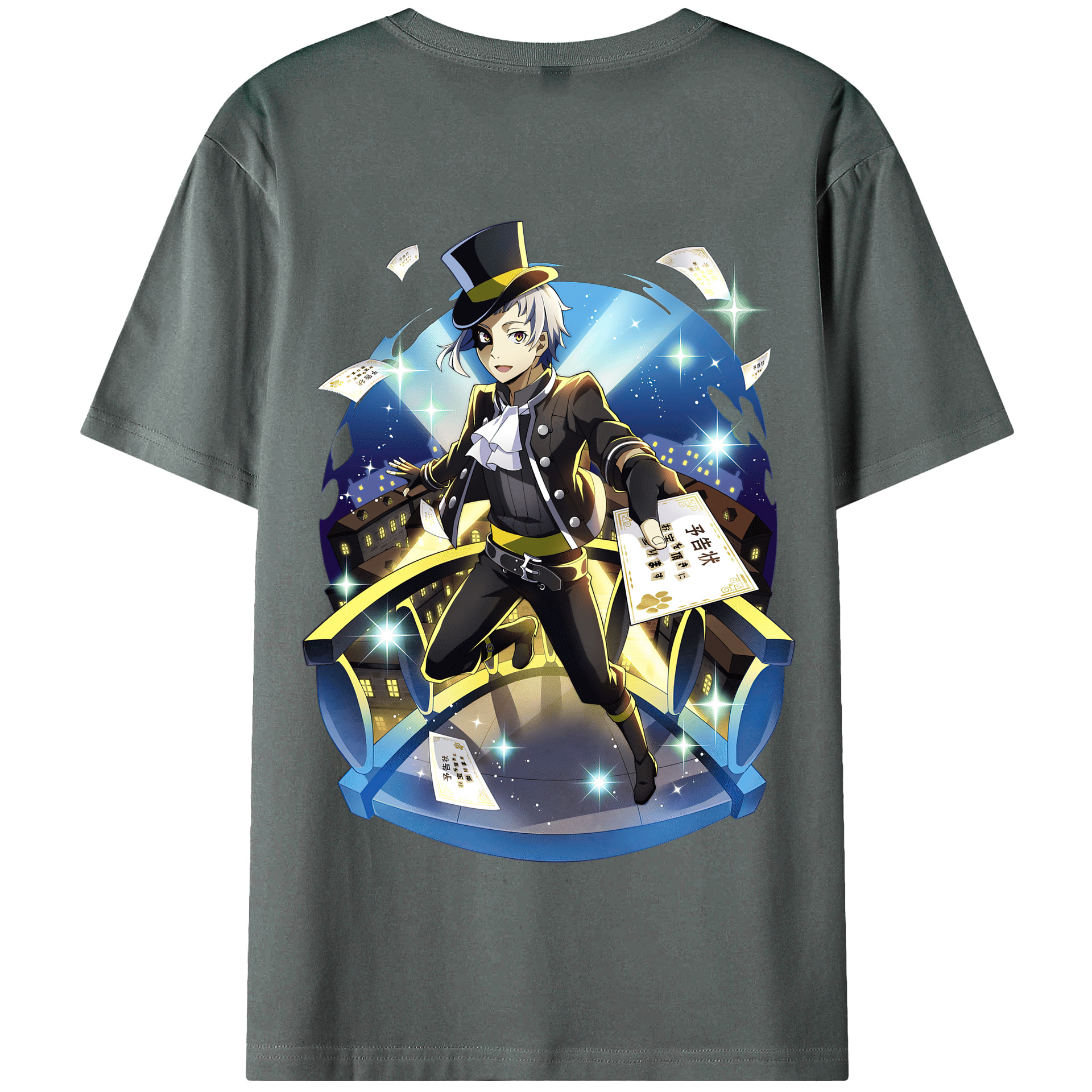 （画像用） 文豪ストレイドッグス Bungo Stray Dogs 綿100％半袖Tシャツ（背面プリント）